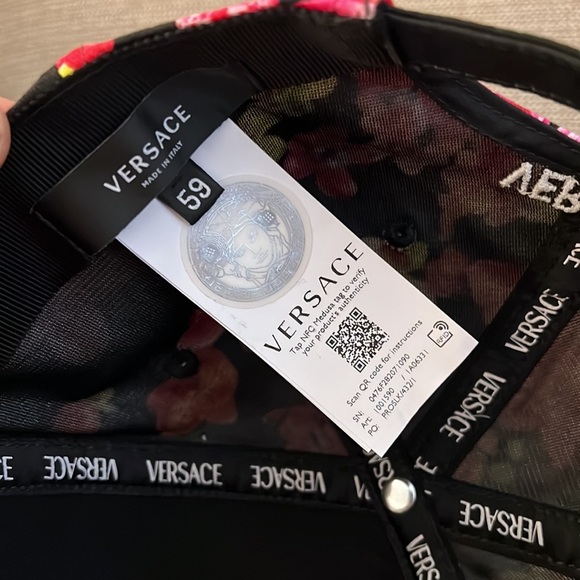 Versace unisex logo monogram Orchid-Print Baseball Hat cap NEW - Picture 9 of 10